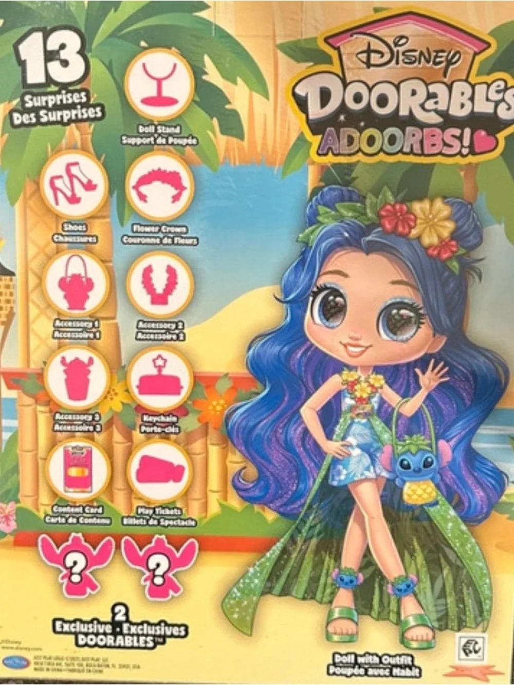 Disney Stitch Doorables Adoorbs Doll in Blue with Green and Pink Accents